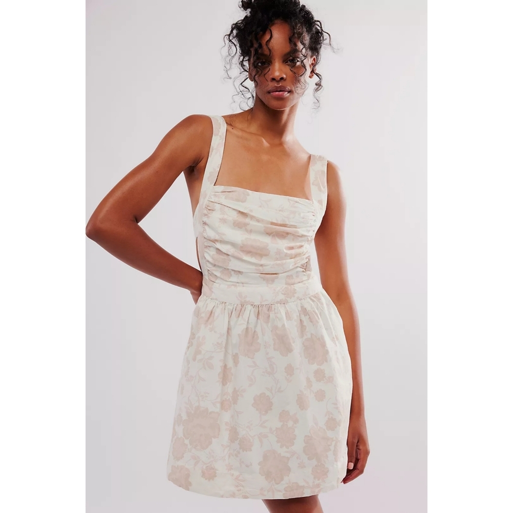 Free People Meet Me In Maui Printed Dress Ivory Women's Size Large‎
